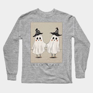 Boo-tiful Haunts: Halloween Cute Ghost Long Sleeve T-Shirt